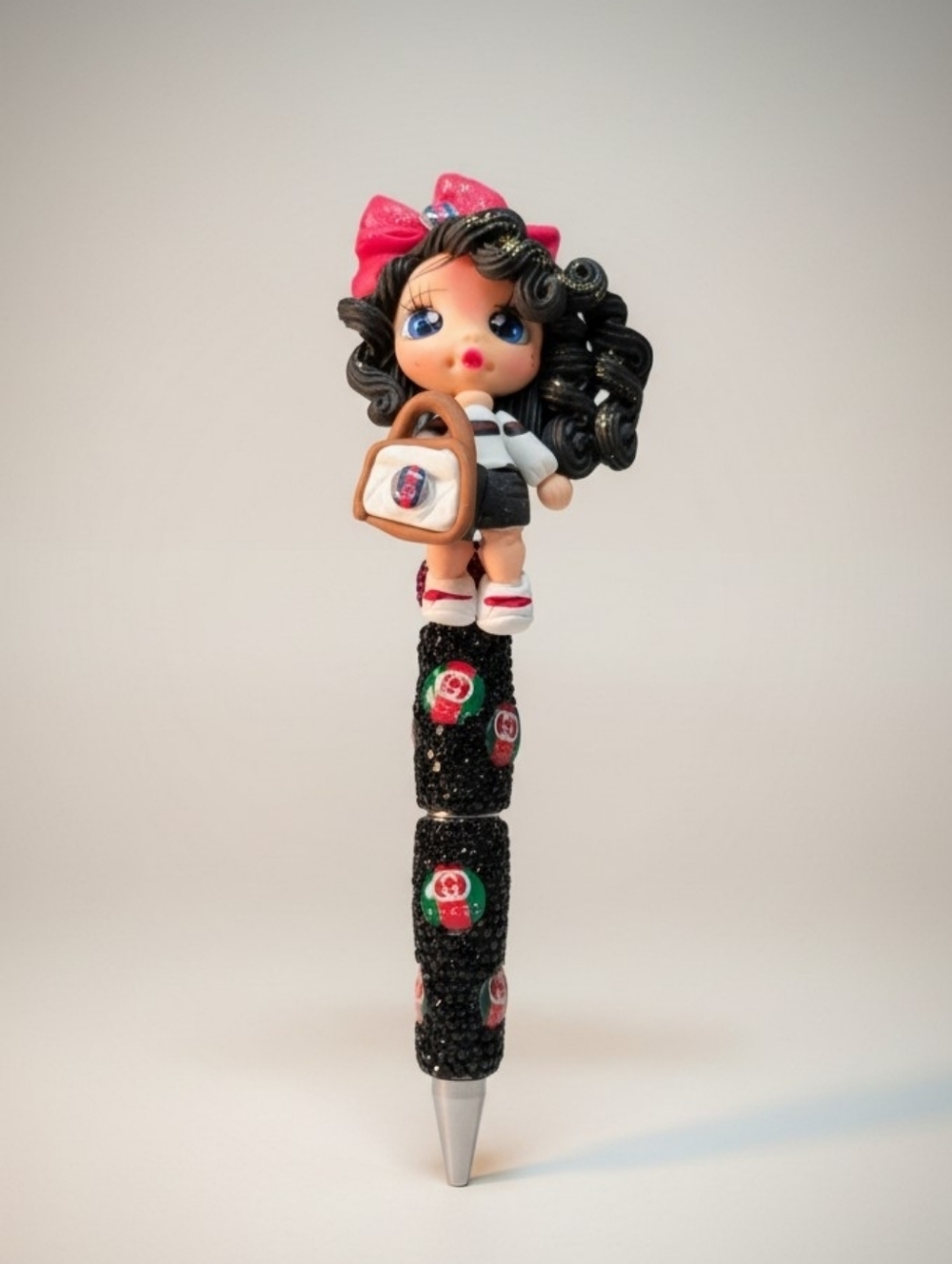 Custom Handmade Luxury Bling Pen - Artisan Clay Doll - GG Lover Gift